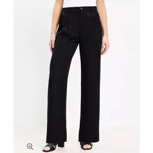 Loft Emory Wide Leg Trouser Pants Size 14 Relaxed High Rise Minimal Business NWT
